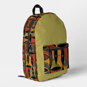 Azteken, Afrikanisches Design Olive Bedruckter Rucksack