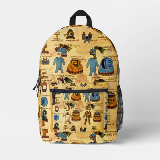 Azteken Codex Mendoza Native American Design Bedruckter Rucksack (Vorderseite)