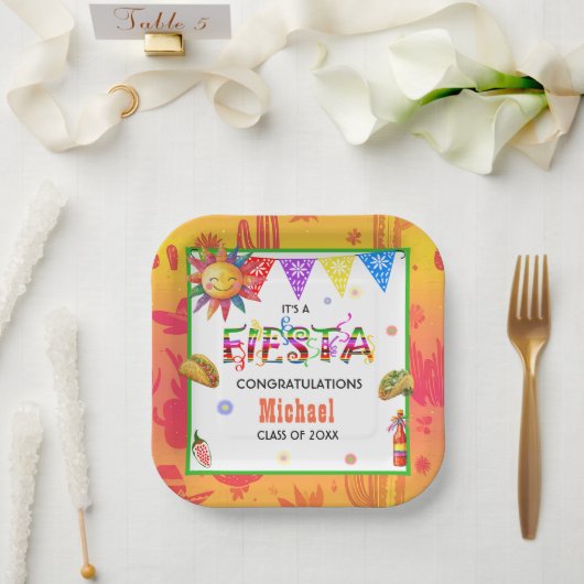 Azteken-Fiesta-Abschlussfeier Pappteller (Hochzeit)