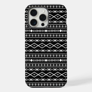 Azteken-Formen-Muster Grau Weiß Schwarz iPhone 15 Pro Max Hülle