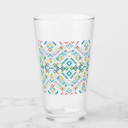 Azteken-geometrisches Muster Glas (Vorderseite)