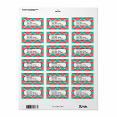 Azteken Indianerisches Türkis- und rosa Muster Adressaufkleber (Vorne)