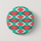 Azteken Indianerisches Türkis- und rosa Muster Button (Vorderseite)