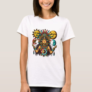 Azteken Indianerwochenprinzessin Sonnenmond Volksk T-Shirt