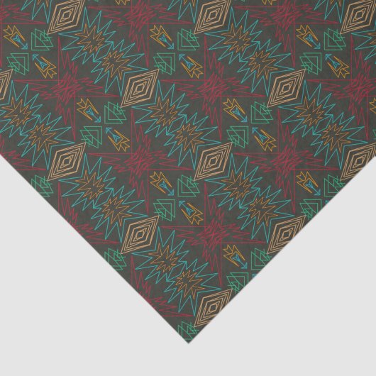 Azteken Indianisch Geometrisches Linienmuster Kuns Seidenpapier (Ausschnitt)