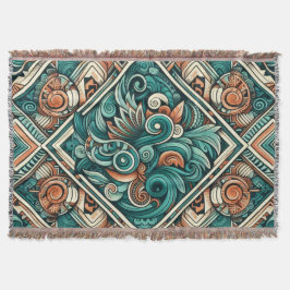 Azteken-Inspiriertes Aquamarines und Terracotta-Mu Decke