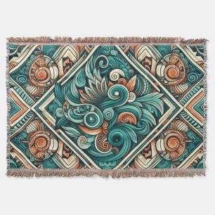 Azteken-Inspiriertes Aquamarines und Terracotta-Mu Decke