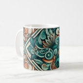 Azteken-Inspiriertes Aquamarines und Terracotta-Mu Kaffeetasse (Vorderseite Links)