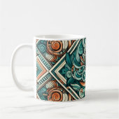 Azteken-Inspiriertes Aquamarines und Terracotta-Mu Kaffeetasse (Links)