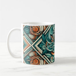 Azteken-Inspiriertes Aquamarines und Terracotta-Mu Kaffeetasse