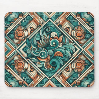 Azteken-Inspiriertes Aquamarines und Terracotta-Mu Mousepad