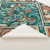 Azteken-Inspiriertes Aquamarines und Terracotta-Mu Sherpadecke (3/4)