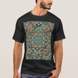 Azteken-Inspiriertes Aquamarines und Terracotta-Mu T-Shirt