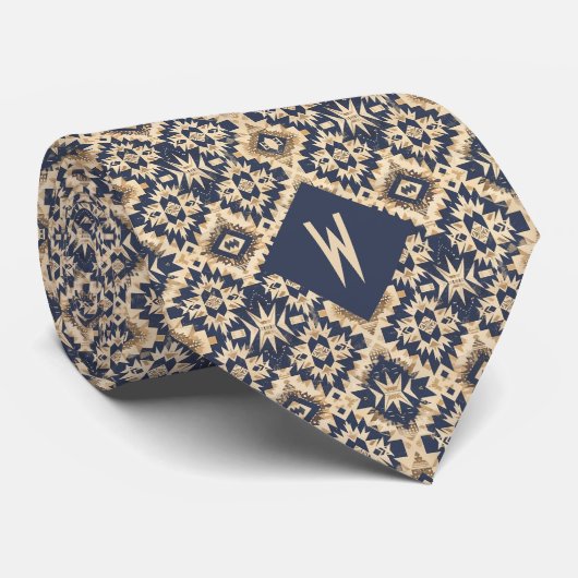 Azteken-Inspiriertes Sand-Gray-Muster Krawatte (Gerollt)