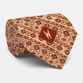 Azteken-Inspiriertes Ziegelrot und Sandmuster Krawatte (Gerollt)