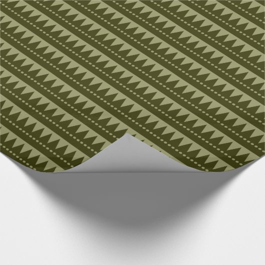 Azteken - Khaki und Dunkles Olive Geschenkpapier (Ecke)