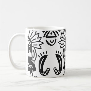 Azteken-Kunst - Eidechsenmuster Kaffeetasse