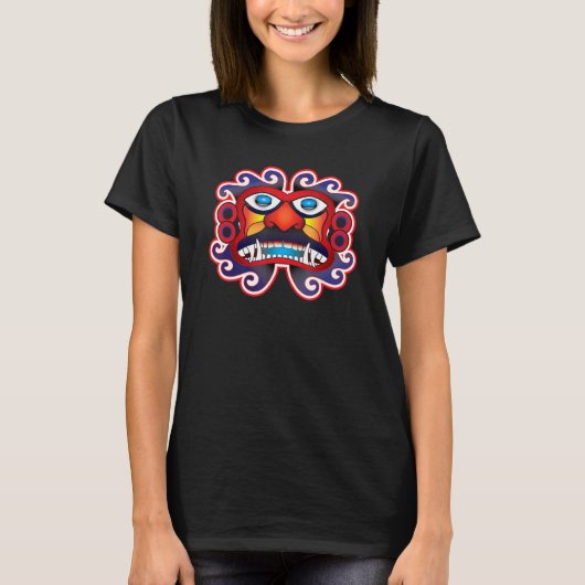 Azteken Maya Sonnengott Gesicht T-Shirt (Vorderseite)