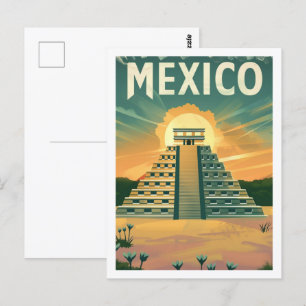 Azteken-Mexiko Vintage Berühmter Reiseort Postkarte