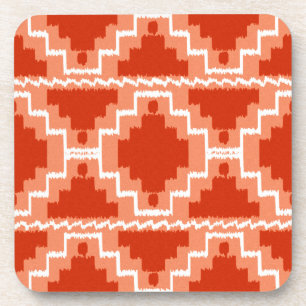 Azteken-Muster - Rost, Orange und Weiß Getränkeuntersetzer
