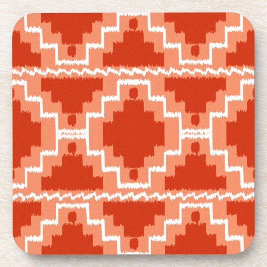 Azteken-Muster - Rost, Orange und Weiß Getränkeuntersetzer (Vorderseite)