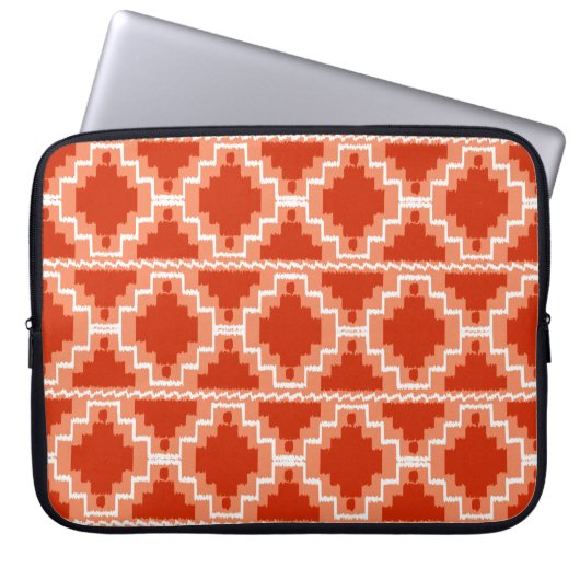 Azteken-Muster - Rost, Orange und Weiß Laptopschutzhülle (Vorderseite)