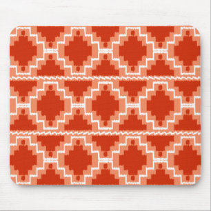 Azteken-Muster - Rost, Orange und Weiß Mousepad