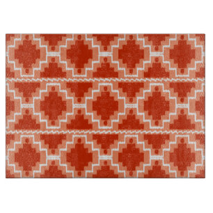 Azteken-Muster - Rost, Orange und Weiß Schneidebrett