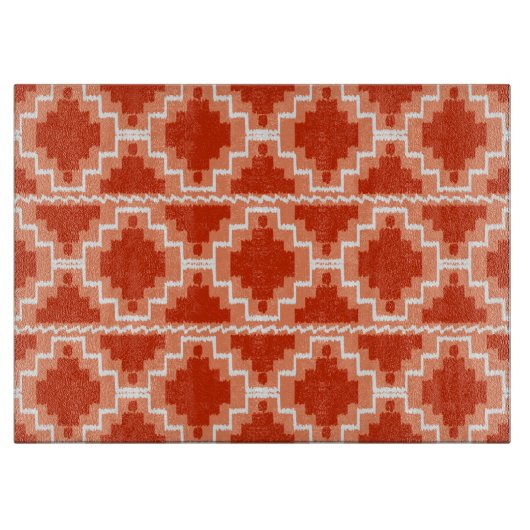 Azteken-Muster - Rost, Orange und Weiß Schneidebrett (Vorderseite)