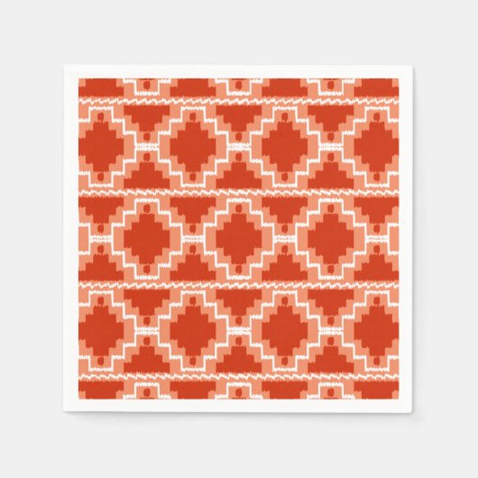 Azteken-Muster - Rost, Orange und Weiß Serviette (Vorderseite)