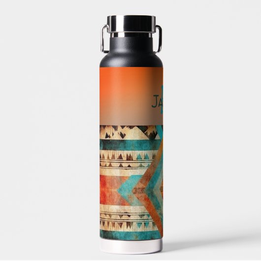 Azteken Native American Style Mit Monogramm Trinkflasche (Vorne)