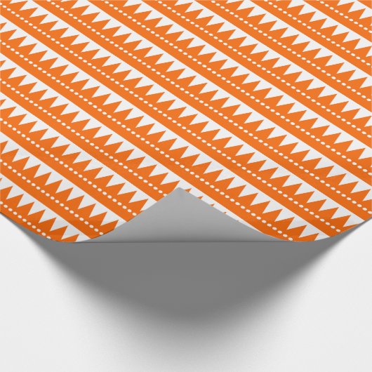 Azteken - Orange auf Weiß Geschenkpapier (Ecke)