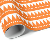 Azteken - Orange auf Weiß Geschenkpapier (Rolleneckpunkt)