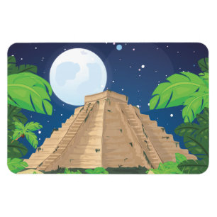 Azteken-Pyramide Cartoon-Landschaft Magnet