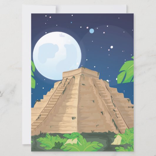 Azteken-Pyramide Einladung (Vorderseite)