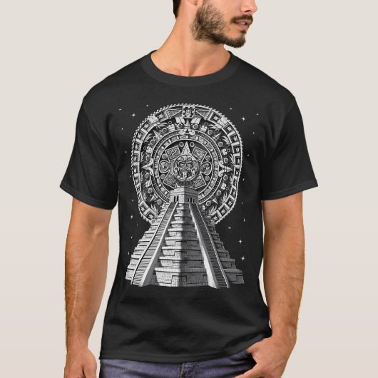 Azteken-Pyramiden-Kalender T-Shirt (Vorderseite)