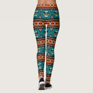 Azteken-Stam-Muster Blau Leggings