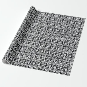 Azteken-Stamm: grunge weiße Muster. Geschenkpapier