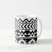 Azteken-Stamm: grunge weiße Muster. Kaffeetasse (VorderseiteRechts)