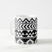 Azteken-Stamm: grunge weiße Muster. Kaffeetasse (Vorderseite Links)