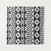 Azteken-Stamm: grunge weiße Muster. Wandteppich (Vorderseite (Horizontal))