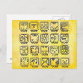 Azteken-Tagesschilder der Maya auf Gelb Postkarte (Vorne/Hinten)