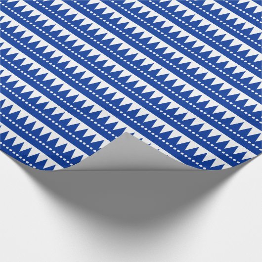 Azteken - Tiefe Marine auf Weiß Geschenkpapier (Ecke)