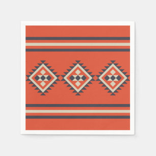 Aztekendesign in orangen, beigen und blauen Farben Serviette