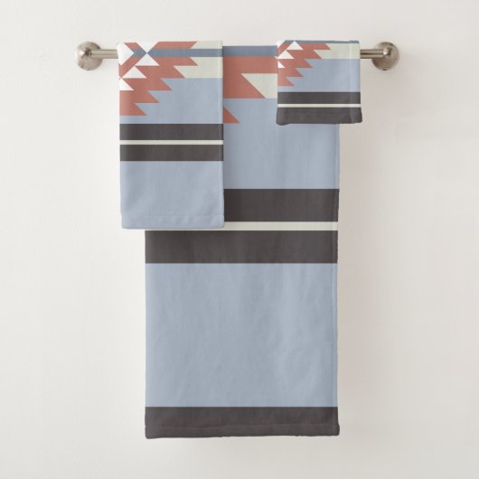 Aztekendesign in rosa und blau badhandtuch set (Insitu)