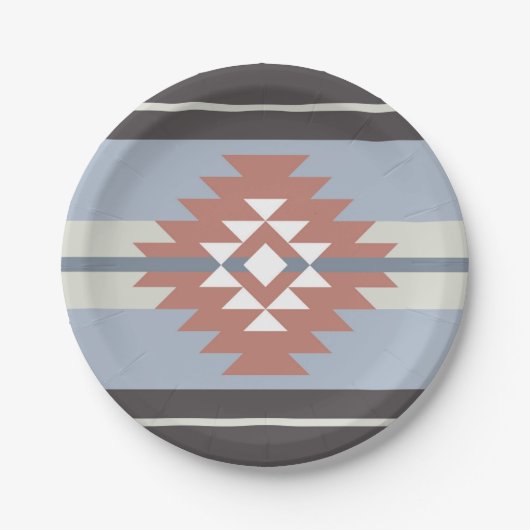 Aztekendesign in rosa und blau pappteller (Vorderseite)