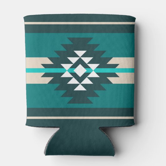 Aztekendesign in türkisfarbener Farbe Dosenkühler (Rückseite)