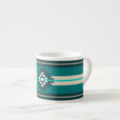 Aztekendesign in türkisfarbener Farbe Espressotasse (Vorderseite Rechts)