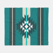Aztekendesign in türkisfarbener Farbe Fleecedecke (Vorderseite (Horizontal))