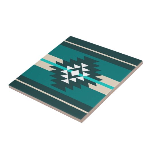 Aztekendesign in türkisfarbener Farbe Fliese (Seite)